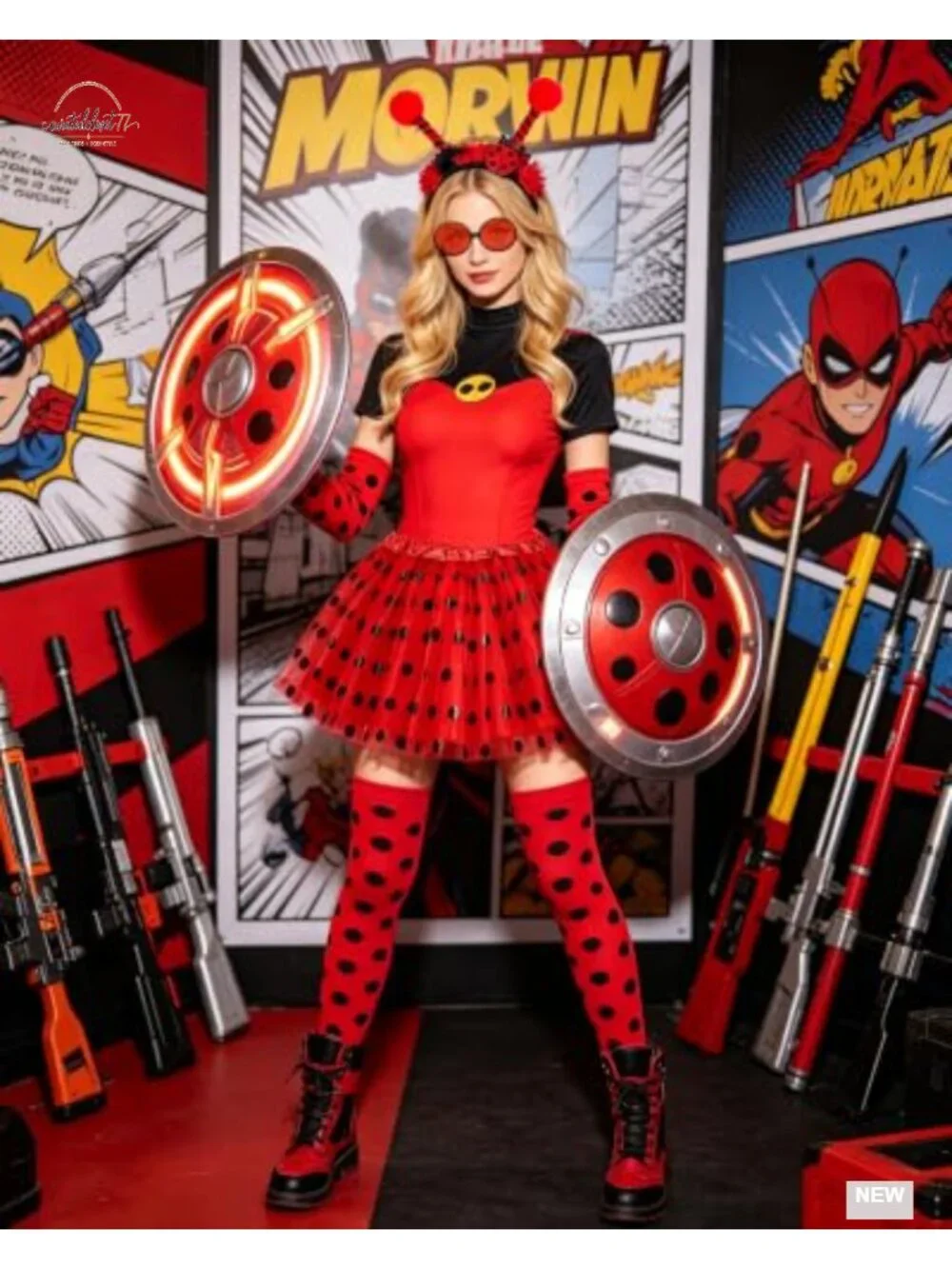 Ladybug Costume 5-Piece Set Halloween Tutu Antenna Headband